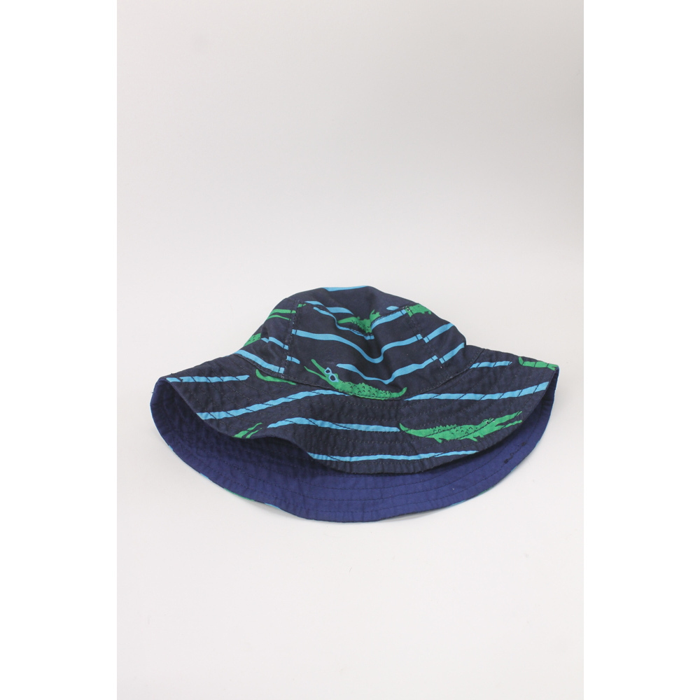 Alligator with sunglasses fun print sun hat 12–24 months kids blue green